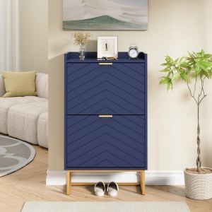 PANG11 - Pantofar 50 cm, cu 2 copartimente, pantofare, depozitare pantofi, mobilier hol - Gri / Alb / Negru / Albastru - Img 4