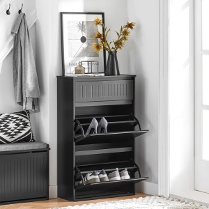 PANG8 - Pantofar 61 cm foarte ingust, 2 compartimente si sertar, pantofare, depozitare pantofi, mobilier hol - Gri / Alb / Negru - Img 8
