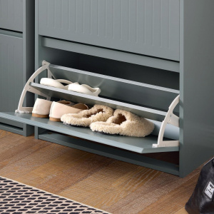 PANG9 - Pantofar 61 cm foarte ingust, 3 compartimente, pantofare, depozitare pantofi, mobilier hol - Gri / Alb / Negru - Img 2