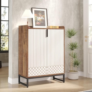 PANI7 - Pantofar 73 cm cu 5 rafturi, pantofare, depozitare pantofi, mobilier hol - Maro - Negru / Alb - Img 6