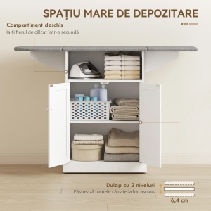 2 in 1 Comoda si Masa Calcat cu raft, 54 cm - Alb - Gri - COA1 - Img 6