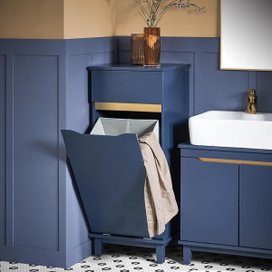 BLUME4 - Set Mobilier Baie Blume 3 piese - masca chiuveta, cos rufe, dulap inalt - Albastru - Img 2
