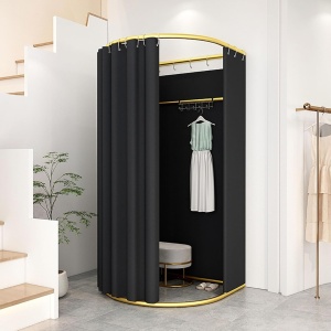 CABP1 - Cabina de Proba Portabila, 100 x 95 cm, independenta - Aurie cu perdea Neagra sau Gri - Img 7