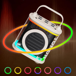 CADC14 - Set Sistem Mini Karaoke si 2 Mini Microfoane, Jucarii copii, Cadou pentru Craciun, Petreceri in familie - Bej - Img 7