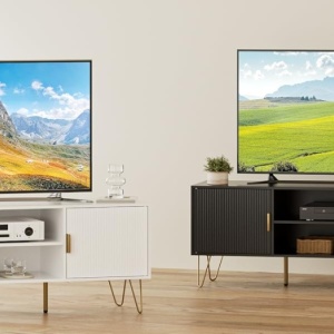 COATV2 - Comoda TV, 137 cm, living, dormitor - Alb / Negru - Img 3