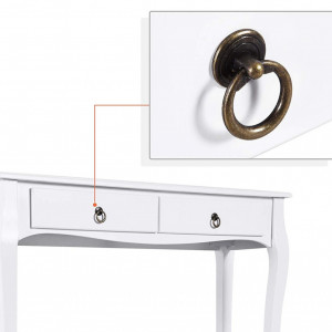 MAA212 - Masa toaleta, 100 cm, consola cosmetica machiaj masuta vanity make-up cu raft pentru hol - Alb - Img 2