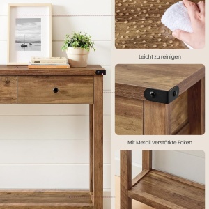 MAM13 - Masa Consola, 120 cm, masuta hol, living, dining, dormitor - Maro / Alb antichizat - Img 10