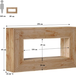 MAM31 - Masa Consola, 150 cm, masuta hol cu Front Riflat, living, dining, dormitor - Maro - Img 2