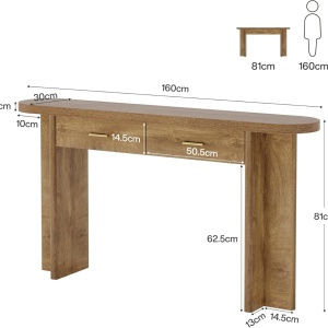 MAM33 - Masa Consola cu colturi rotunjite, 160 cm, masuta hol, living, dining, dormitor - Maro - Img 3