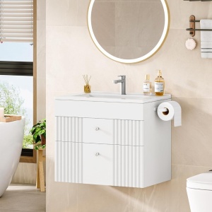 Masca de Chiuveta suspendata, 60 cm cu lavoar ceramic si Riflaj - Mobilier Baie VELORA - Img 4