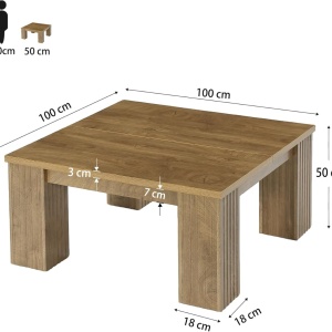 Masuta de cafea patrata, 100 cm, masa canapea Maro, Riflaj - MCM2 - Img 10