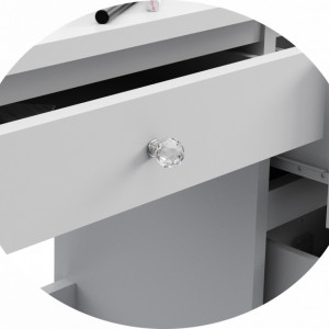 Masuta machiaj cu Oglinda LED si 4 Sertare pentru Cosmetice, Set Masa toaleta 94 cm, Alb, masuta cosmetica, vanity - SEA538 - Img 2