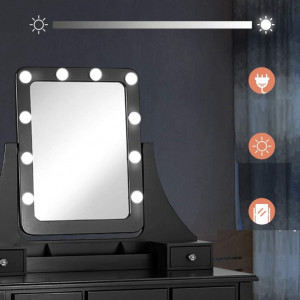 Masuta machiaj cu Oglinda LED si 5 Sertare pentru Cosmetice, Set Masa toaleta 80 cm, masuta cosmetica, vanity - SEN236 - Img 4