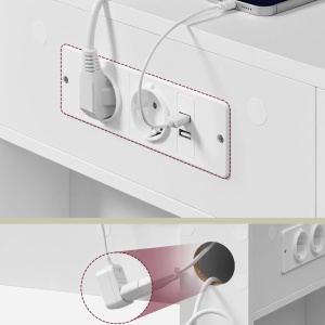 Masuta machiaj cu Oglinda LED si 5 Sertare pentru Cosmetice, Set Masa toaleta 125 cm, Alb, masuta cosmetica, vanity - SEA803 - Img 2