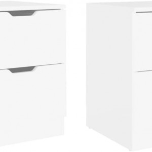 NOA507 - Set noptiere albe 40 cm, cu 2 sertare, dormitor - Alb Mat sau Lucios - Img 4