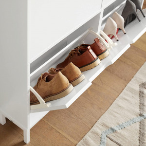 PANA17 - Pantofar 100 cm foarte ingust, 4 compartimente, pantofare, depozitare pantofi, mobilier hol - Alb - Img 4