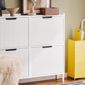 PANA27 - Pantofar 100 cm foarte ingust, 4 compartimente, pantofare, depozitare pantofi, mobilier hol - Alb sau Negru - Img 10