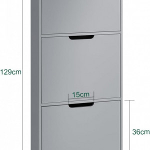 PANG5 - Pantofar 50 cm foarte ingust, 3 compartimente, pantofare, depozitare pantofi, mobilier hol - Gri - Img 7