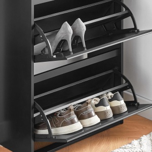 PANG9 - Pantofar 61 cm foarte ingust, 3 compartimente, pantofare, depozitare pantofi, mobilier hol - Gri / Alb / Negru - Img 6