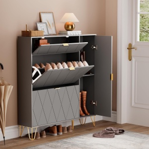 Pantofar 105 cm, pantofare, depozitare pantofi cu 3 Compartimente, si Dulapior, mobilier hol Alb / Negru / Crem / Gri / Albastru - PANA42 - Img 6