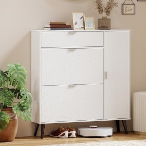 Pantofar alb, 99 cm, pantofare, depozitare pantofi, mobilier hol cu rafturi - PANA40