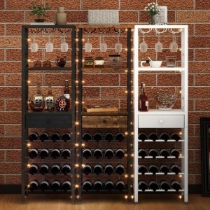 RVI8 - Rafturi Vin, 40 cm, depozitare vin, raft stil industrial, bucatarie, living, dining - Negru / Alb / Maro - Img 10