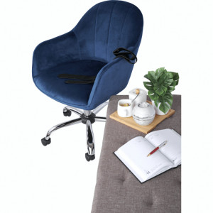 SCA606 - Fotoliu birou cu roti, scaun tapitat, scaun masuta toaleta, machiaj - Albastru-Argintiu