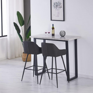 SCB205 - Set 2x Scaune Bar Gri - Piele ecologica - Img 2