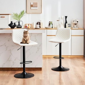 SCB4 - Set 2x Scaune Bar Negre / Gri / Alb - Piele ecologica Pet friendly - Img 2