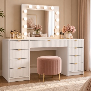 SEA26 - Set Masa alba toaleta cosmetica machiaj oglinda masuta vanity