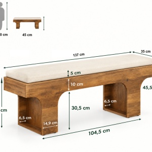 BAM1 - Bancuță hol tapițată, 140 cm, bancă dormitor, banchetă - Maro - Img 10