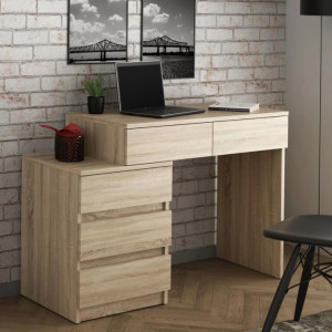 BIM506 - Birou stanga/dreapta, 113 cm, masa de calculator cu 5 sertare, office - Sonoma