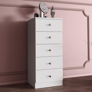 COA506 - Comoda 40 cm, cu 5 sertare pentru make-up - Alb