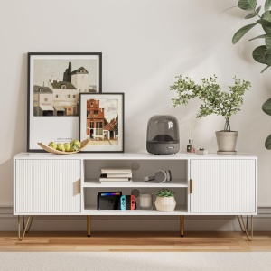 COATV2 - Comoda TV, 137 cm, living, dormitor - Alb / Negru - Img 4