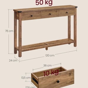 MAM13 - Masa Consola, 120 cm, masuta hol, living, dining, dormitor - Maro / Alb antichizat - Img 11