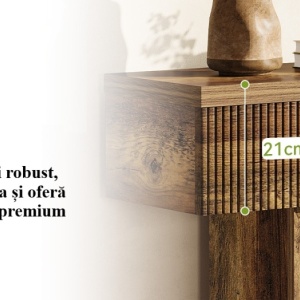 MAM30 - Masa Consola, 140 cm, masuta hol cu Front Riflat, living, dining, dormitor - Maro - Img 8