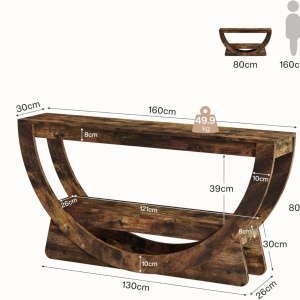 MAM36 - Masa Consola cu Arcada, 160 cm, masuta hol cu raft, living, dining, dormitor - Maro - Img 10