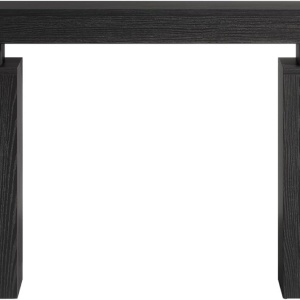 MAM39 - Masa Consola curbata, 120 cm, masuta hol cu rafturi, living, dining, dormitor - Maro - Img 2