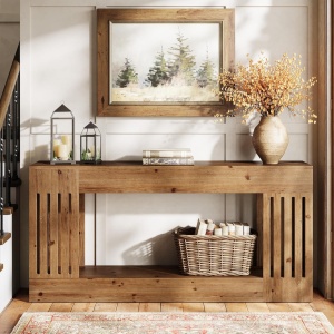 MAM40 - Masa Consola, 160 cm, masuta hol cu raft, living, dining, dormitor - Maro