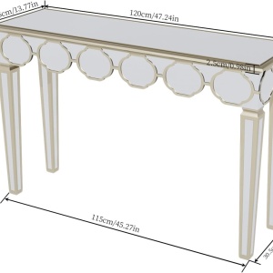 MAOG203 - Masa toaleta oglinda, masuta consola, 120 cm, cosmetica machiaj, vanity birou, Argintiu - Img 10