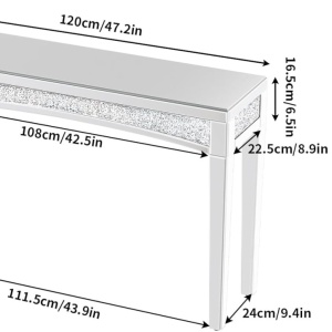 MAOG4 - Masa toaleta oglinda, masuta consola, 120 cm, cosmetica machiaj, vanity birou, Argintiu - Img 10