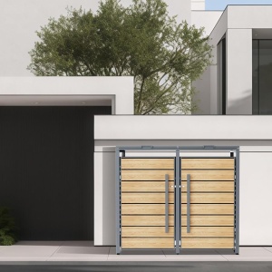 MAPG201 - Masca metalica Gri Antracit / Aspect Lemn pentru 1/ 2 / 3 / 4 Pubele Gunoi - Img 3