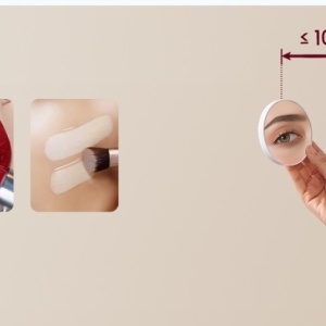 Masuta machiaj cu Oglinda LED si 9 Sertare pentru Cosmetice, Set Masa toaleta 110 cm, Alb, masuta cosmetica, vanity - SEA822 - Img 5