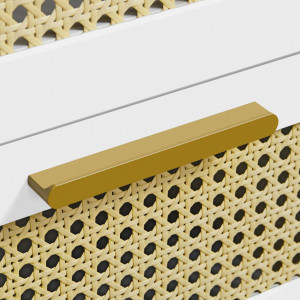 NOA232 - Set 2x Noptiere albe 40 cm, cu 2 sertare - Alb - Auriu - Img 5