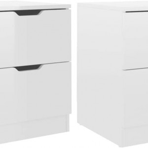 NOA507 - Set noptiere albe 40 cm, cu 2 sertare, dormitor - Alb Mat sau Lucios - Img 5