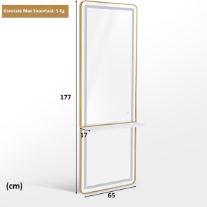 OGPR202 - Oglinda 65 x 177 cm, pentru perete, salon, coafor - Auriu / Alb / Negru - Img 10