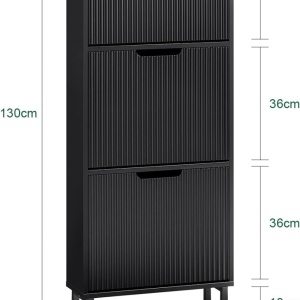 PANA26 - Pantofar Hol cu 3 compartimente, 50 cm, comoda, dulap depozitare pantofi foarte ingust - Alb sau Negru - Img 4