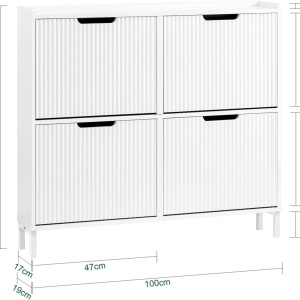 PANA27 - Pantofar 100 cm foarte ingust, 4 compartimente, pantofare, depozitare pantofi, mobilier hol - Alb sau Negru - Img 11
