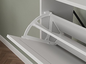 PANA32 - Pantofar 80 cm ingust, 2 compartimente, pantofare, depozitare pantofi, mobilier hol - Alb / Negru - Img 7