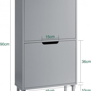 PANG4 - Pantofar 50 cm foarte ingust, 2 compartimente, pantofare, depozitare pantofi, mobilier hol - Gri - Img 6